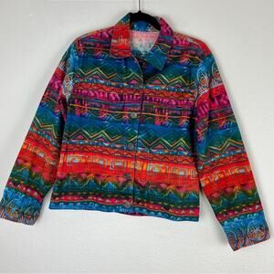 Vintage Chico’s Design | Multicolor Aztec Printed Jacket Art to Wear Small